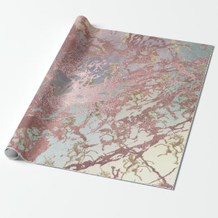Blush Roze Goud Marmer Glanzende Fairly Aqua Eenho Cadeaupapier