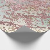 Blush Roze Goud Marmer Glanzende Fairly Aqua Eenho Cadeaupapier (Hoek)