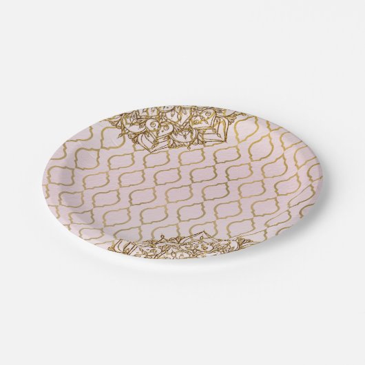 Blush Roze & Goud Marokkaanse Arabische Nachten Br Papieren Bordje (Gekanteld)