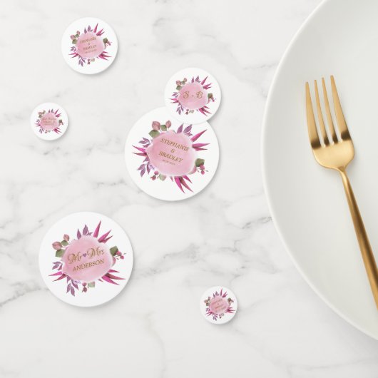 Blush Roze Goud Moderne Elegante Trouwtafel Confetti (Groep)