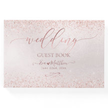 Blush Roze Goud neps Glitter Bruiloftsgastenboek