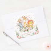 Blush Roze Goud Oerwoud Dieren Waterverf Bloemen Vierkante Sticker (Envelop)