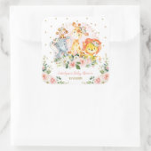 Blush Roze Goud Oerwoud Dieren Waterverf Bloemen Vierkante Sticker (Tas)