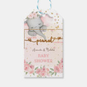 Blush roze goud olifant baby meisje douche cadeaulabel (Voorkant)