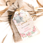 Blush roze goud olifant baby meisje douche cadeaulabel