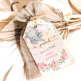 Blush roze goud olifant baby meisje douche cadeaulabel