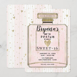 Blush Roze & Goud Paris Parfum Sweet 16 Verjaardag Kaart