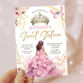 Blush Roze Goud Prinses Tiara Bloemen Zoet 16 Kaart