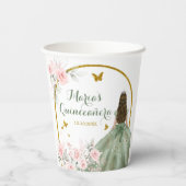 Blush roze goud prinses vlinder quinceañera papieren bekers (Achterkant)