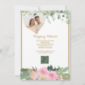 Blush Roze Goud Romantische Bloemen Foto QR Bruilo Kaart (Achterkant)