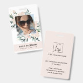 BLUSH ROZE GOUD ROOS FLORALE FOTO LOGO IDENTITEIT BADGE (Voor- en achterkant)