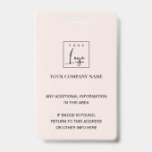 BLUSH ROZE GOUD ROOS FLORALE FOTO LOGO IDENTITEIT BADGE (Achterkant)