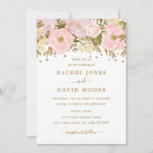 Blush Roze Goud Rustieke Bloemen Huwelijksuitnodig Kaart (Voorkant)