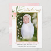 Blush roze goud simpele geboorteaankondiging (Voorkant / Achterkant)