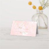 Blush Roze & Goud Splatter Moderne Tafelstoel Plaatskaartje (Achterkant)