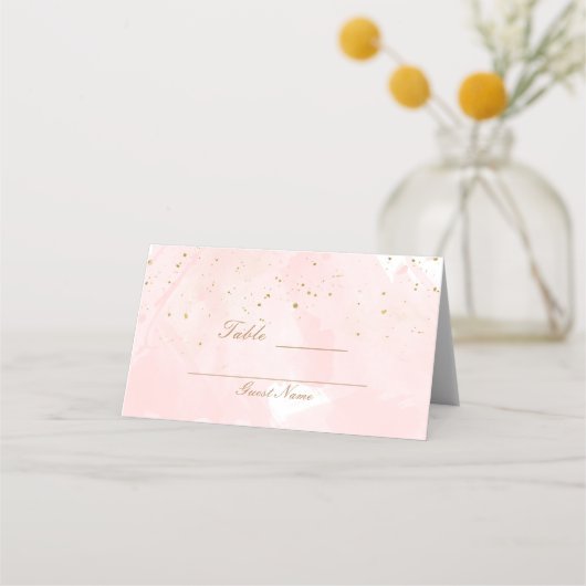 Blush Roze & Goud Splatter Moderne Tafelstoel Plaatskaartje (Achterkant)