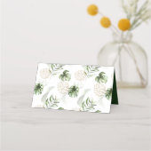 Blush Roze, Goud Tropisch Groen Bruiloft Plaatskaartje (Achterkant)