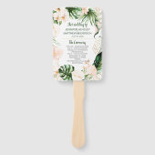 Blush Roze Goud Tropisch Groen Huwelijksceremonie Handwaaier (Voorkant)