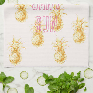 Blush roze goud tropische ananas theedoek