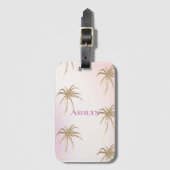 Blush roze goud tropische palmbomen bagagelabel (Voorkant (verticaal))
