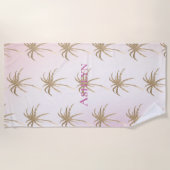 Blush roze goud tropische palmbomen strandlaken (Voorkant)