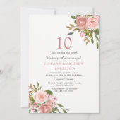 Blush Roze Goud Wit 10e Trouwdag Kaart (Voorkant)