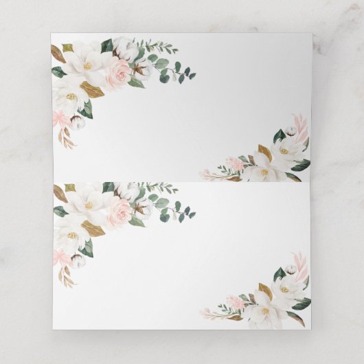 Blush Roze Goud Wit Bloemen Bruiloft Plaats Kaarte Plaatskaartje (Binnenkant ongevouwen)