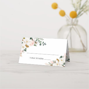 Blush Roze Goud Wit Bloemen Bruiloft Plaats Kaarte Plaatskaartje