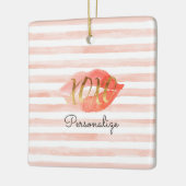 Blush Roze Goud XOXO Waterverf Kiss Gepersonalisee Keramisch Ornament (Links)