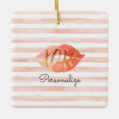 Blush Roze Goud XOXO Waterverf Kiss Gepersonalisee Keramisch Ornament (Voorkant)