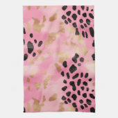 Blush Roze Goud Zwart Leopard Abstract Theedoek (Verticaal)