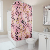 Blush Roze Goud Zwart Leopard Print Abstract Douchegordijn (In situ)