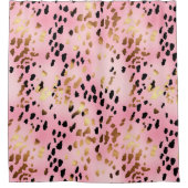 Blush Roze Goud Zwart Leopard Print Abstract Douchegordijn (Voorkant)