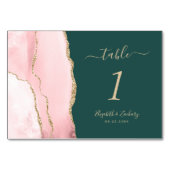Blush roze gouden agaat smaragdgroene bruiloft kaart (Voorkant)