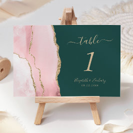 Blush roze gouden agaat smaragdgroene bruiloft kaart