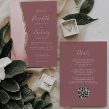 Blush Roze Gouden Agaat Stoffig Roos QR Code Huwel