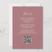 Blush Roze Gouden Agaat Stoffig Roos QR Code Huwel Kaart (Achterkant)