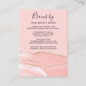 Blush roze gouden agaat wenkbrauwen nazorg pictogr visitekaartje (Achterkant)