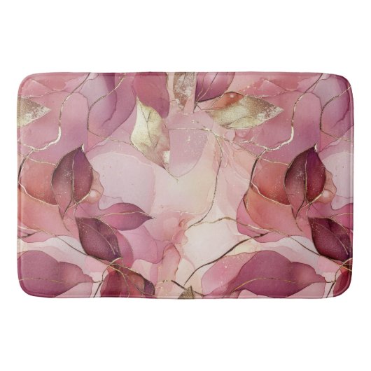 Blush roze gouden bladeren badmat (Voorkant)