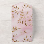 Blush roze gouden bladeren bruiloft all in one uitnodiging (Buitenkant)