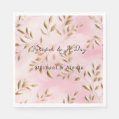 Blush roze gouden bladeren bruiloft servet (Voorkant)