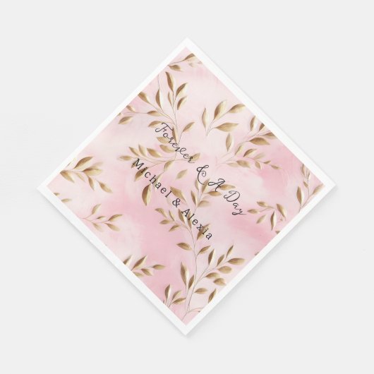 Blush roze gouden bladeren bruiloft servet (Hoek)