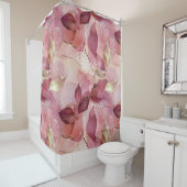 Blush roze gouden bladeren douchegordijn (In situ)