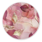 Blush roze gouden bladeren keramische knop (Voorkant)