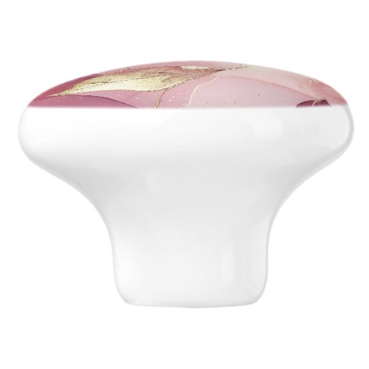 Blush roze gouden bladeren keramische knop (Zijkant)