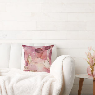 Blush roze gouden bladeren kussen
