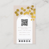 Blush roze gouden bladeren Moderne Arch QR-code Visitekaartje (Achterkant)