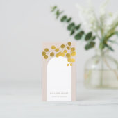 Blush roze gouden bladeren Moderne Arch QR-code Visitekaartje (Staand voorkant)