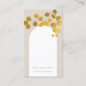 Blush roze gouden bladeren Moderne Arch QR-code Visitekaartje (Voorkant)