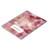 Blush roze gouden bladeren notitieboek (Linkerzijde)